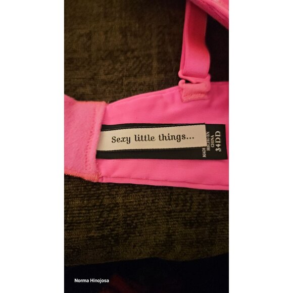 Victorias Secret Pink Lightly Lined Bra 34DD Polka Dot Detail Adjustable Straps - Picture 4 of 6